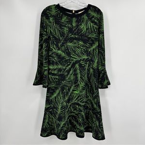 Michael Michael Kors NWT Ruffled Print Dress Black Green Size M